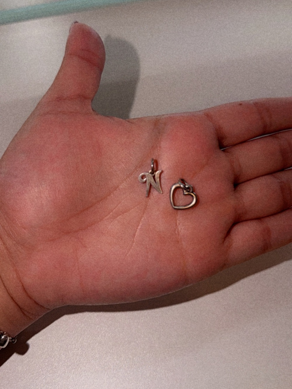 James Avery Silver 'N' Script Initial and Open Heart Charms